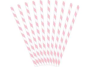 Καλαμάκια χάρτινα URSUS ριγέ ροζ λευκό 80 mm (συσκευασία 16 τεμαχίων)
